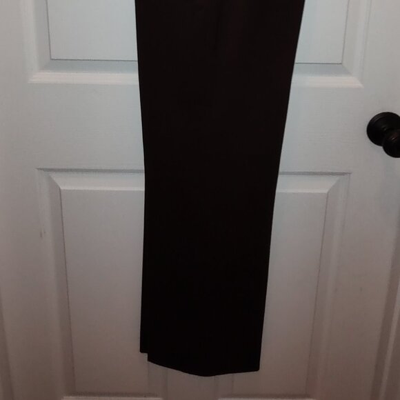 RALPH LAUREN WOOL GABARDINE CAREER PANTS FLAT FRONT STRAIGHT LEG DK BROWN SZ 4 - Picture 2 of 12